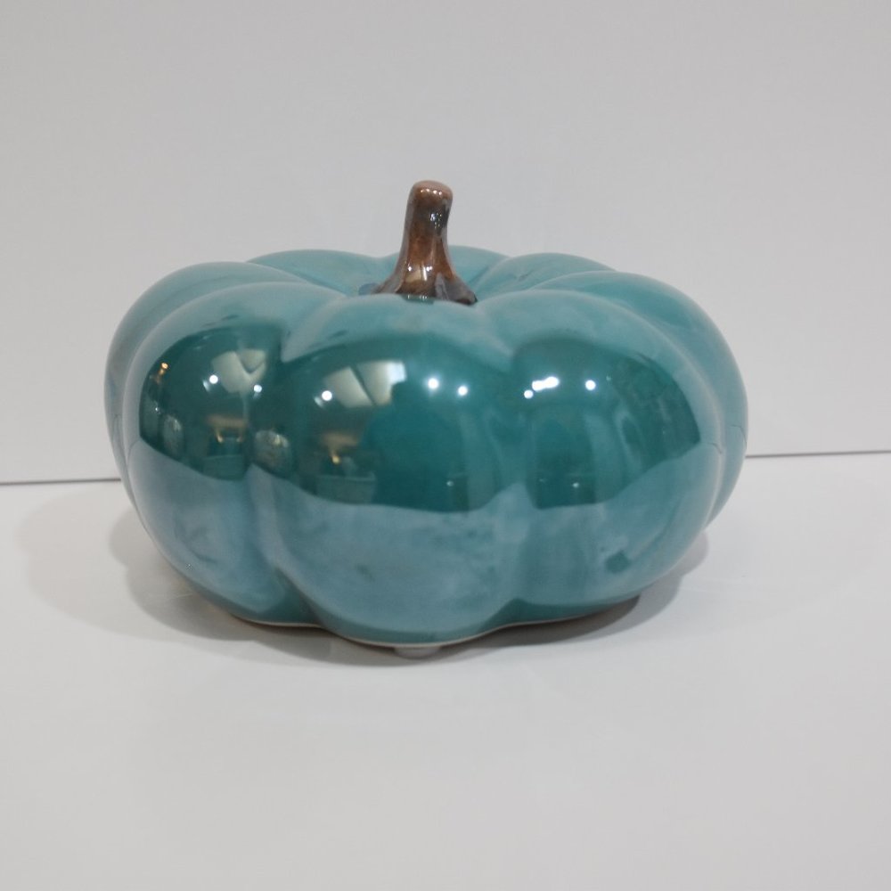 Blue Ceramic Pumpkin